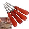 4pcs Leather Edger Shovel Professional Trimming Working Kit with Wooden Handle for DIY Craft Leather Cutting