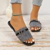 Women's Slippers Summer Fashion Square Toe Shoes Plus Size 43 Open Toe Flat Shoes for Women Outdoor Casual  Slides Ladies