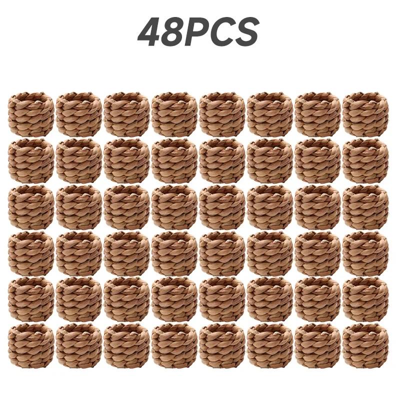 96PCS Handmade Straw Napkin Rings Hoargrass Napkin Rings Western Napkin Clasps Waterlily Straw Mouth Cloth Rings