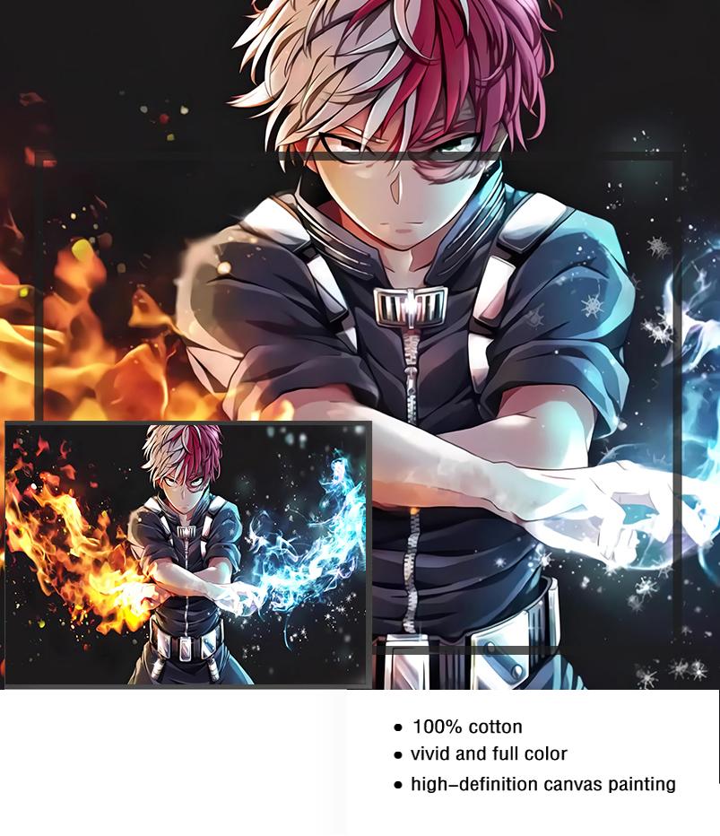 Печать на холсте «Мой герой Академии», настенное искусство, 5 шт., Тодороки Шото, изображение персонажа из мультфильма, аниме постер, домашний декор, модульная живопись