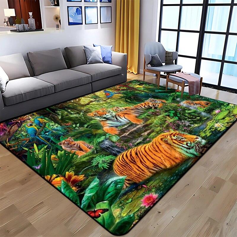 3D Printing Tiger Beauty Printed Carpet for Living Room Non-Slip Area Rug Bedroom Modern Home Decoration Yoga Mat Dropshipping
