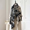 Brand Elegance Two-Sided Print Scarf Soft Warm Fringe Pashmina Shawl Autumn and Winter Outdoor Coldproof Windproof Blanket