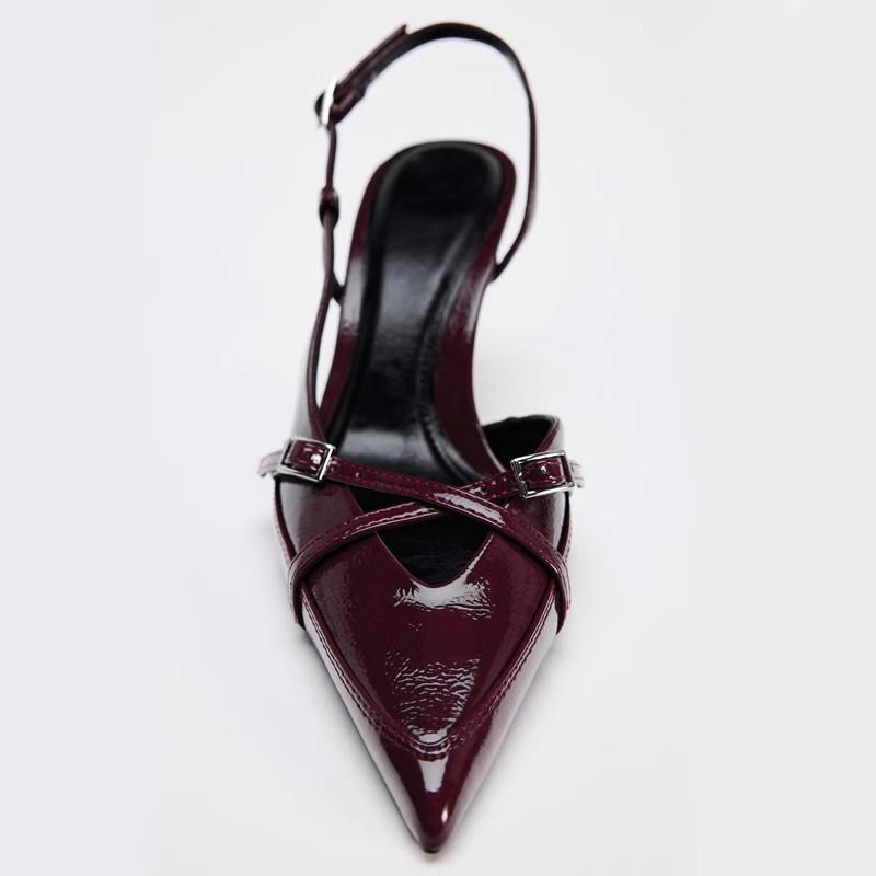 Дизайнер Моды Синий Деним Слингбэк Ремешок с Пряжкой Женские Туфли Сексуальный Острый Носок Высокий Каблук Элегантные Туфли для Вечеринки Zapatos De Mujer