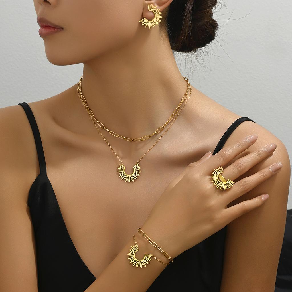 Милый маленький ароматный стиль простой женский браслет серьги комплект украшений подсолнух брюки ожерелье указательный палец кольцо