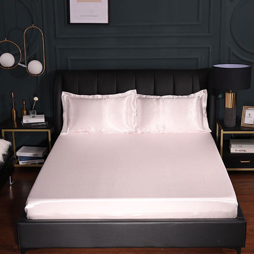 Breathable Solid Color Satin Sheets Machine Washable Comfortable Durable Satin Flat Sheet Waterproof