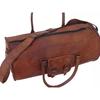 Men's Brown Vintage Genuine Goat Leather Travel Luggage Duffle Gym Bags