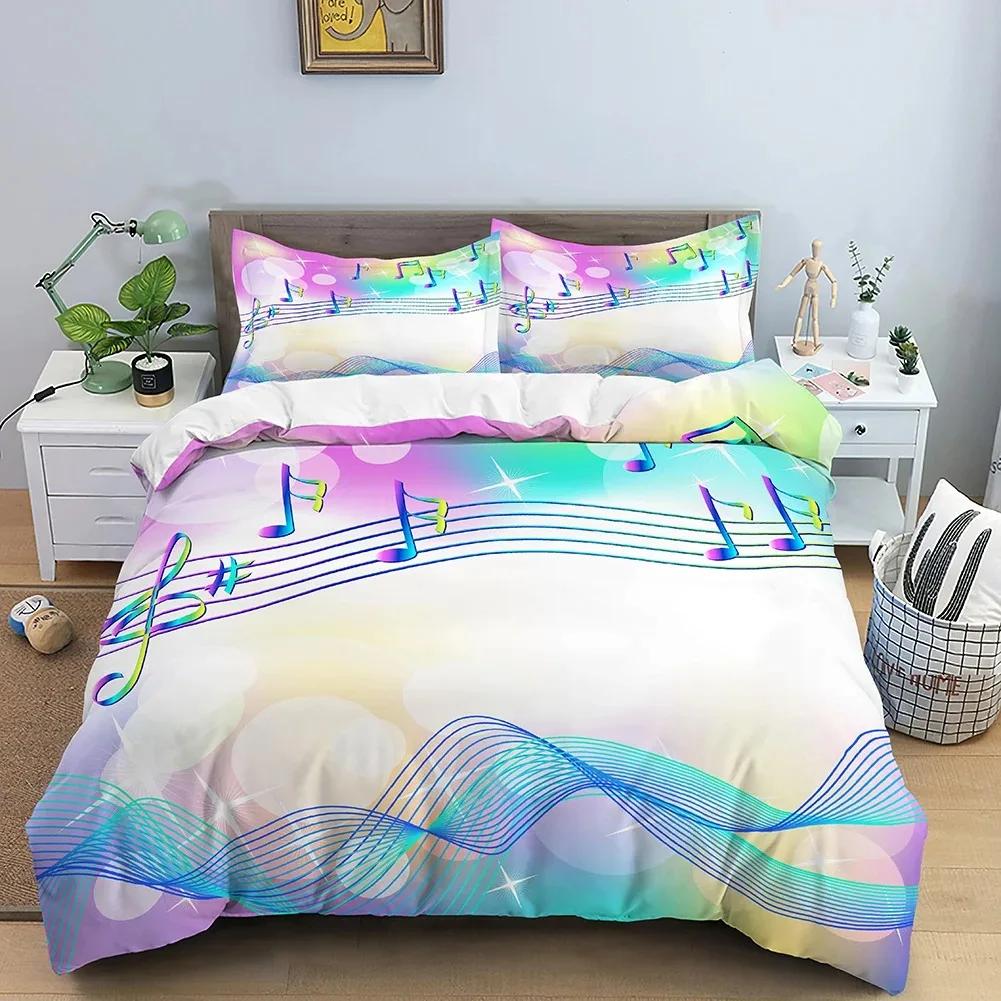 Music Notes Duvet Cover for Boys,Girls Room Decor Rock Music Themed Comforter Cover Musical Pattern Bedding Set Full Queen Size
