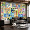 Bluey Cartoon Wall Tapestry Aesthetic Wall Hanging Printed Fabric Blanket Decorative Tapestries for Bedroom Living Room Home Decor