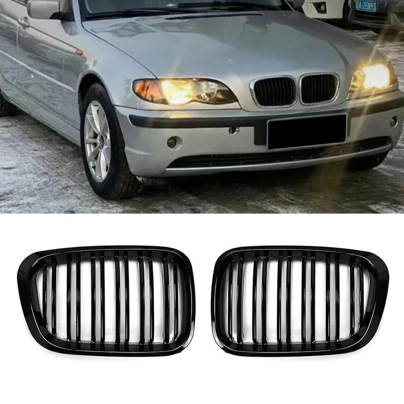 Пара для BMW 3-й серии E46 1998-2001 2/4 двери автомобиль передняя решетка радиатора 318i 320i 325i 330i глянцево-черная гоночная решетка радиатора аксессуары