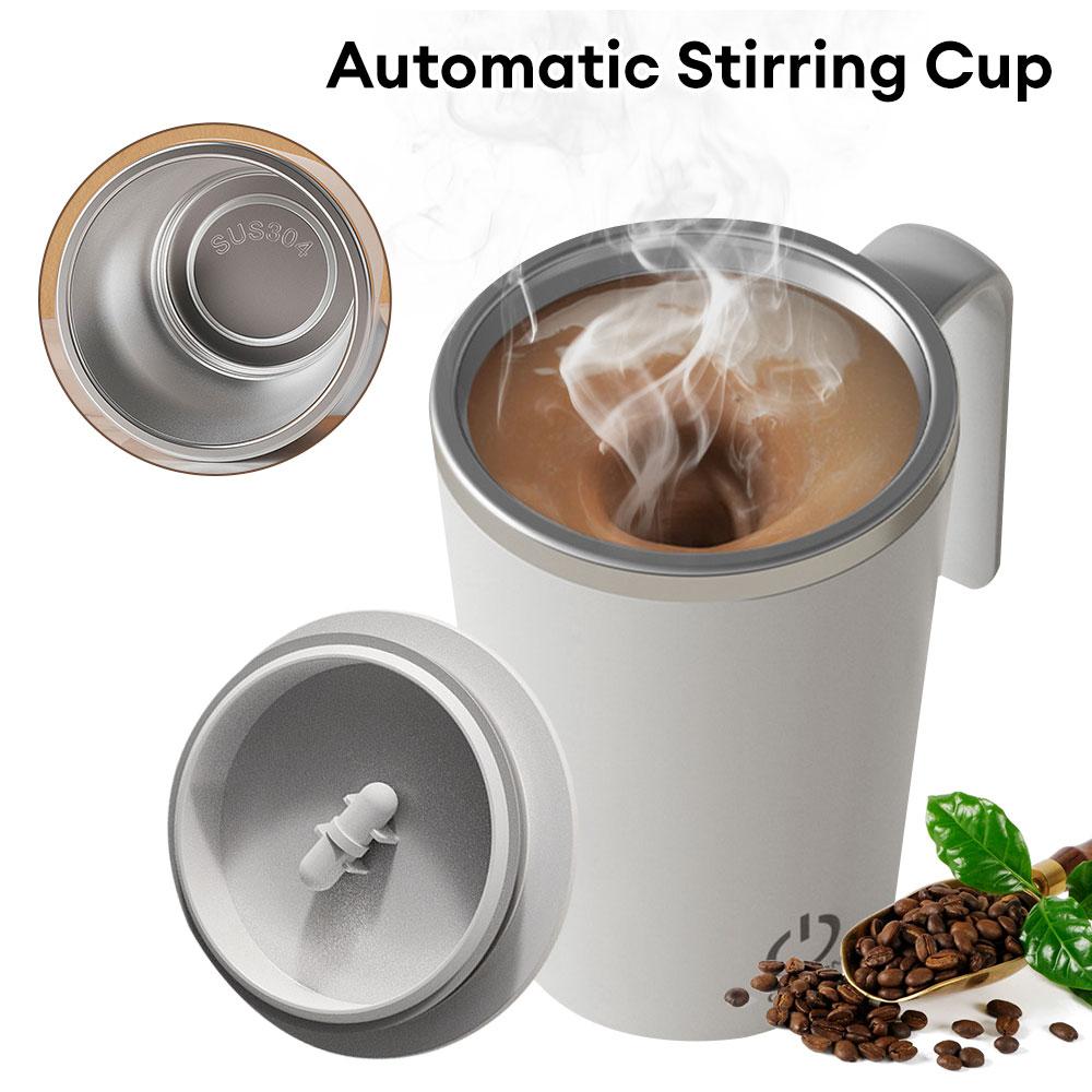 Electric Mixing Cup Stainless Steel Stirring Coffee Cup w/Handle Portable Water Cup Insulated Tumbler Heat-resistant Mug