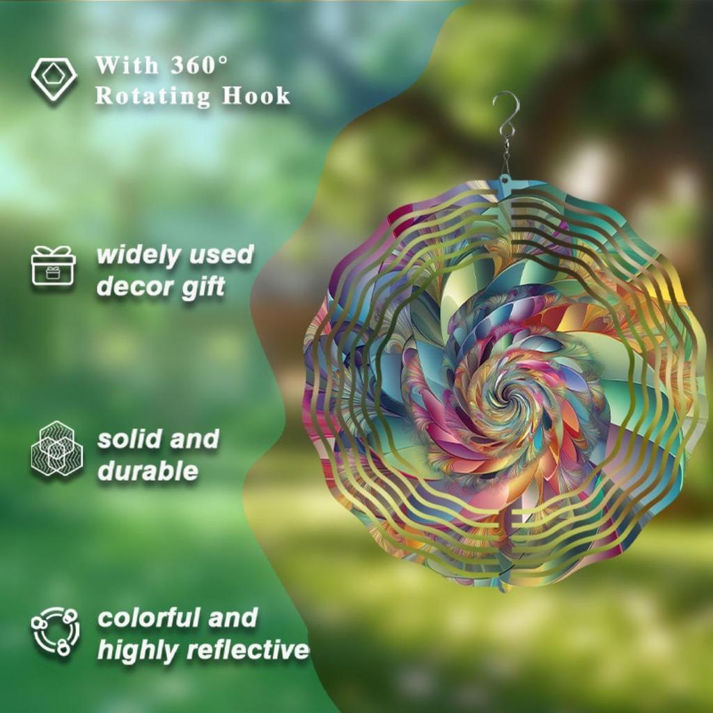 10 Inch Hanging Wind Spinner with 360 Degree Hook Elegant Dynamic Decor for Spring Summer Balcony Garden Gift for Friends