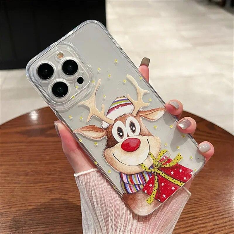 Прозрачный чехол для телефона из ТПУ в рождественский подарок для iPhone 15 Pro Max 14 13 12 11 «ангельские глазки 15» противоударный силиконовый мягкий чехол