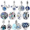 Серия «Голубая Земля» Медные сверкающие бусины-шармы в форме звезды и сердца Подходит для оригинального браслета Подарок для женщин
