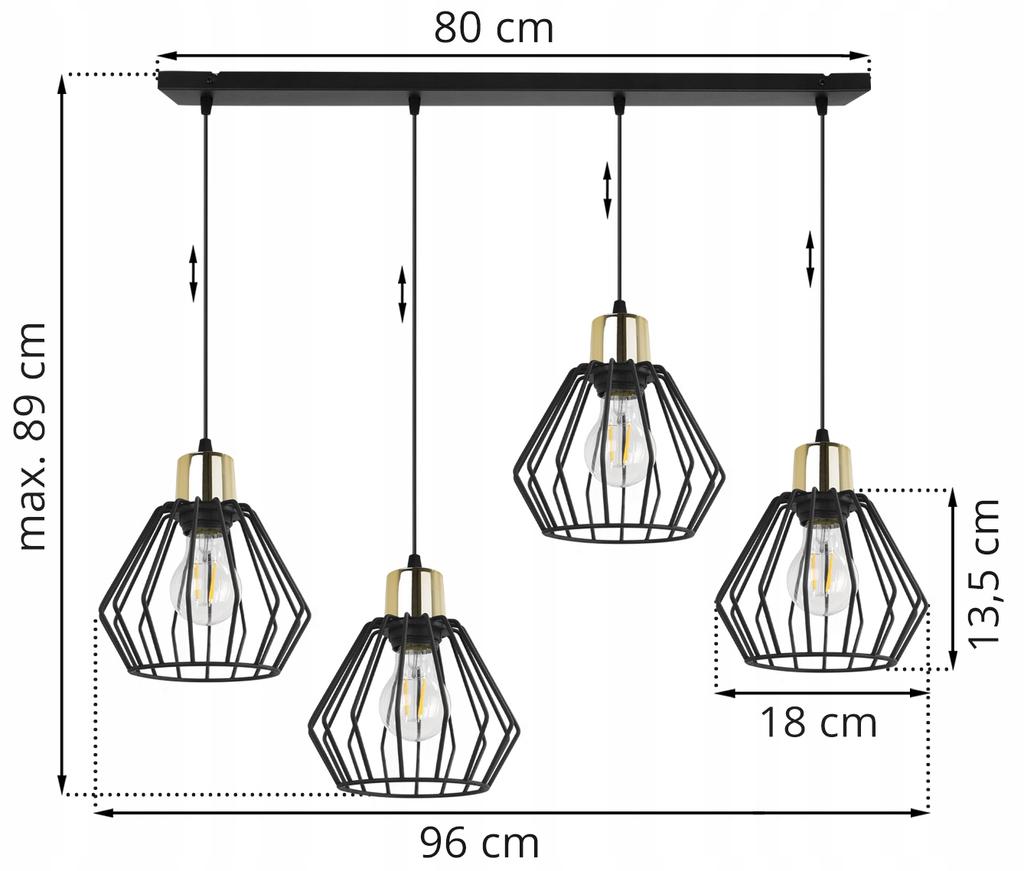 Hanging Lamp, Ceiling Chandelier, Wire Shade, Led