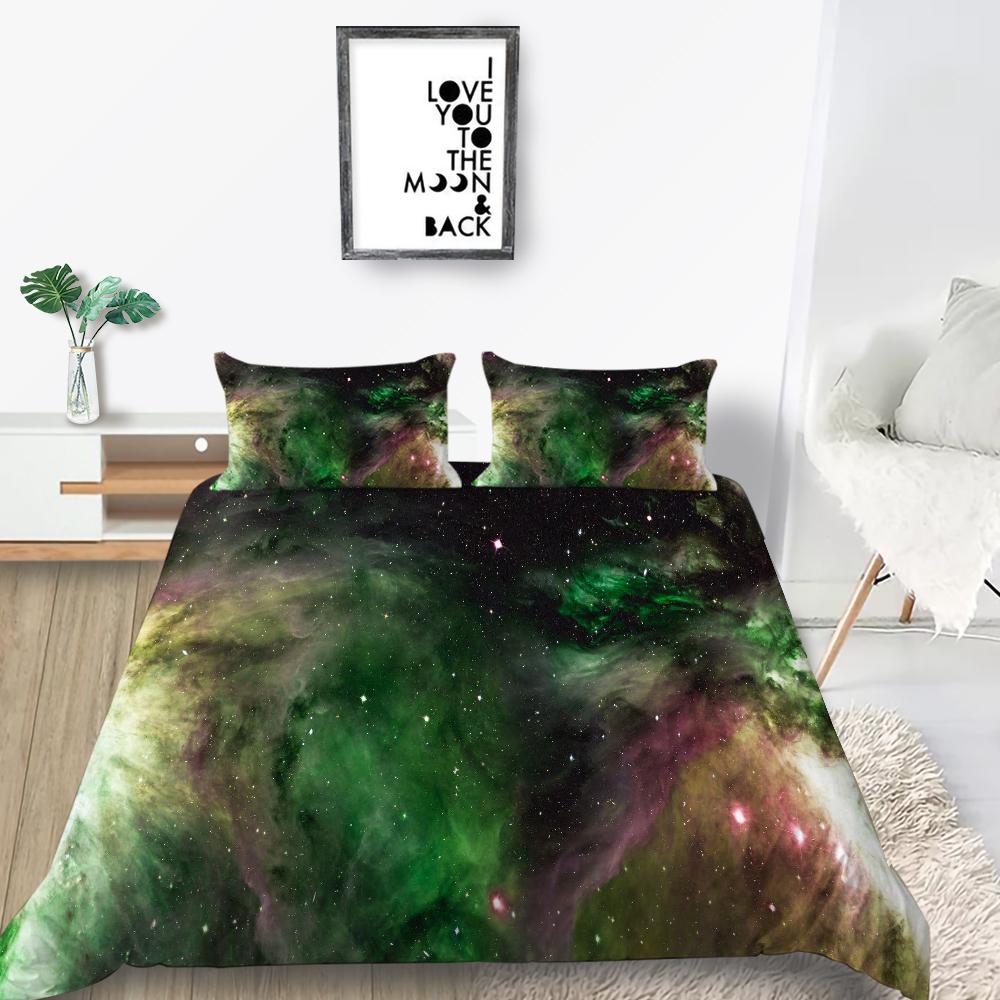 Space Star Printing Household Bedding Single Bed Double Bed Full Size Pillowcase and Quilt Cover 2/3 Beddingome