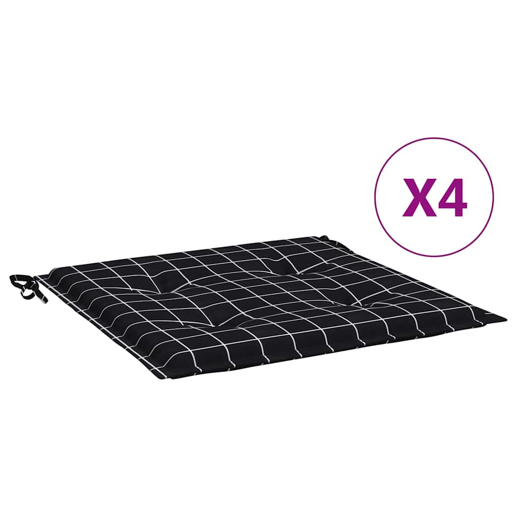 Garden Chair Cushions 4 pcs Black Checkered Pattern 40x40x4 cm Fabric