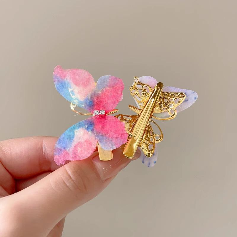 Children's Cute Butterfly Hairpins Sweet Colorful Hair Clips Headwear Korean Rhinestone Barrettes for Baby Girl Hair Accessories