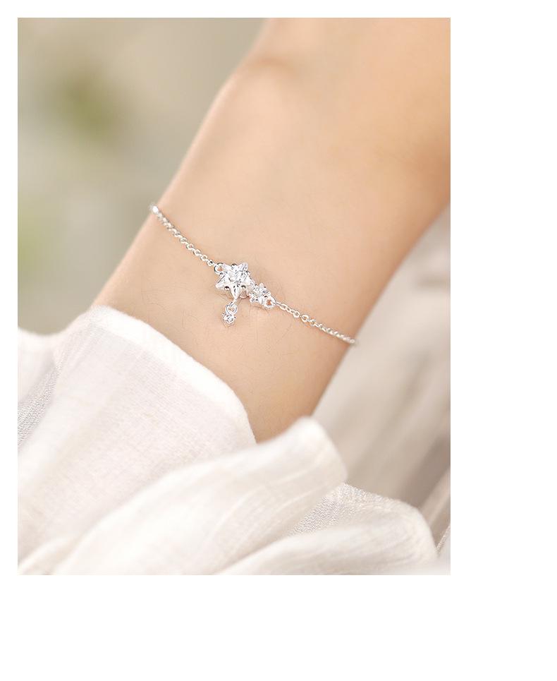 Exquisite S999 Pure Silver Starry Zircon Beaded Bracelet - Versatile Korean Style Women's Luxury Jewelry