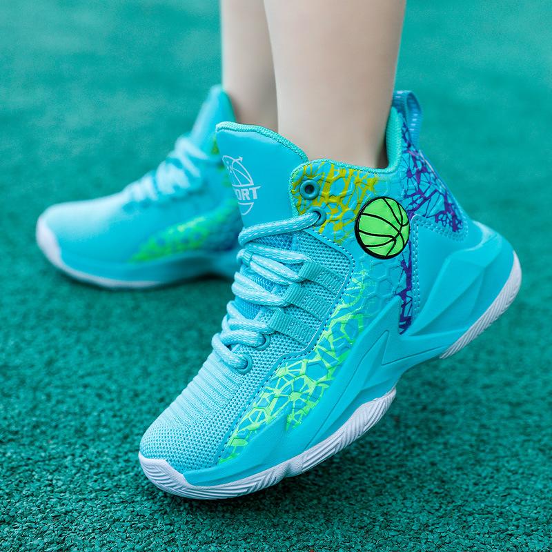 Детские профессиональные баскетбольные кроссовки Jinjiang 2025 новые сетчатые кроссовки для мальчиков, подростковые тренировочные кроссовки для детей среднего и старшего возраста, спортивная обувь