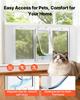 Cat Door for Window, Adjustable to Fit Window Width 889-1016 mm, 4 Secure Lock Modes, Aluminum Frame, High-Transparency Glass, Magnetic Closure,