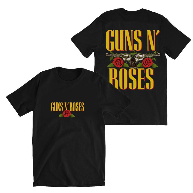 ZX Pistol Rose Pattern Guns N Roses Rock Guns and Roses Band Casual TShirt Mens and Womens Luxury Band Brand Top 2026