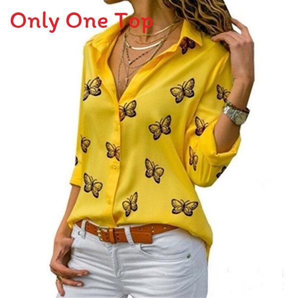 Cotton Butterfly Print Shirt With Spliced Design For Office Wear