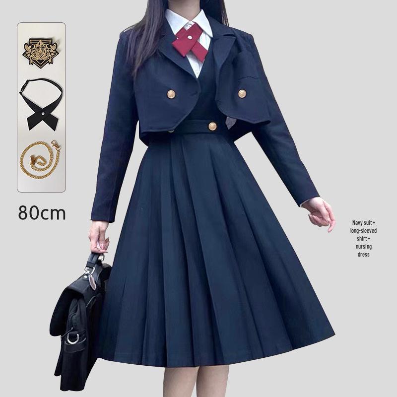 Японский комплект школьной формы JK: Аутентичная длинная юбка, защищающая грудь, для молодых леди от Ху Му Тао