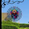 10-Inch 3D Skull Wind Spinner - Colorful Laser-Cut Metal Art Decor with 360° Rotation, Floral & Geometric Designs - Unique Indoor/Outdoor Garden