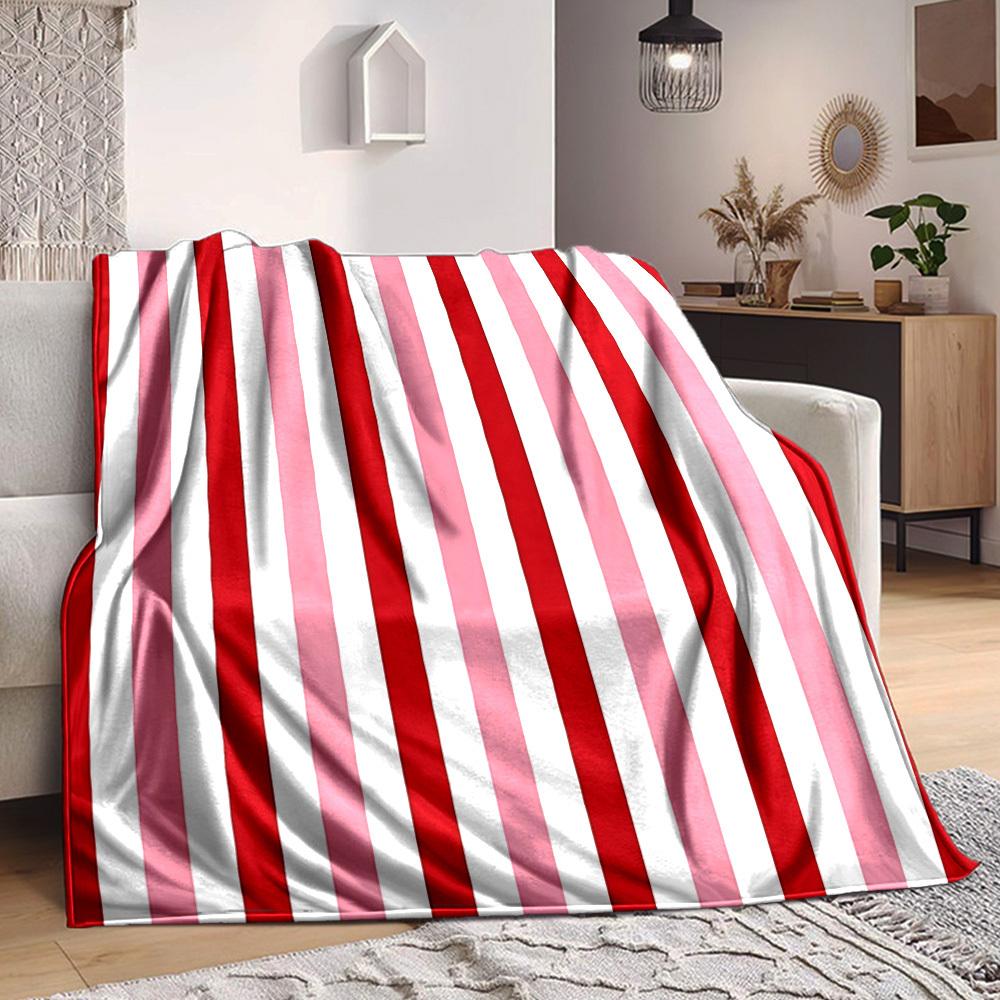 1pc Red Stripes Blanket Warm, Cozy, And Soft, Suitable for Sofas, Beds, Cars, And Office Use.Perfect for Camping And Travel, Making It a Great Gift fo