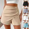 Women Summer Shorts High Waist Lady Daily Shorts Asymmetric Women Summer Shorts Slim Fit Above Knee Length Women Mini Shorts