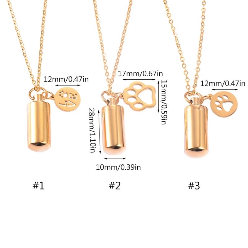 Memorial Dog Urns Necklace Pet Cremation Urn Pendant Cat Urn Necklace with Hollowout Paw Pet Memory Keepsakes Urn Holder