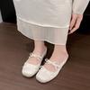 Fashion Round Toe Bow Ballet Style Heightened Inner Baotou Half Slippers Women's Outer Wear Spring and Summer New Flat Shoes