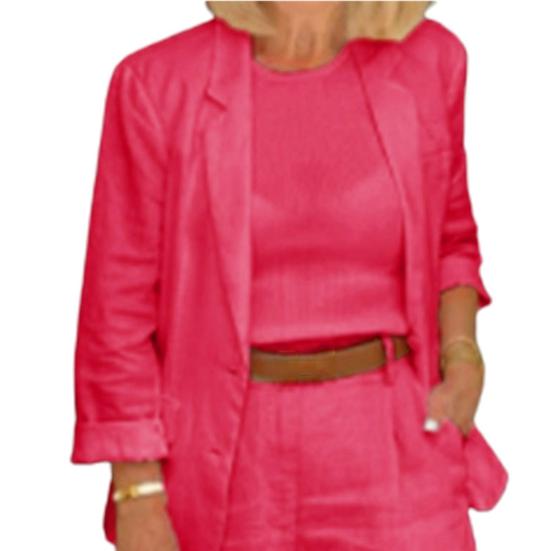 Простой женский наряд, свободные шорты с лацканами и пуговицами, эластичный пояс, льняной костюм