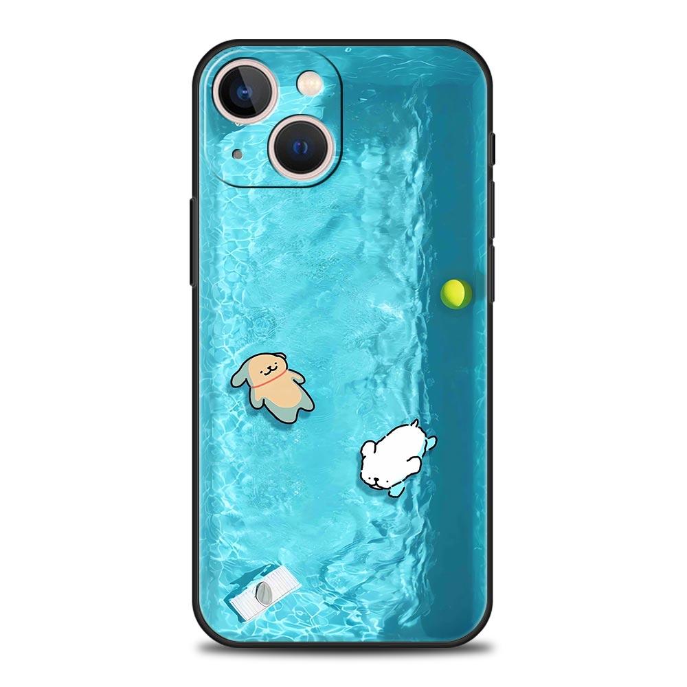 Чехол для телефона с милым щенком на вечеринке у бассейна Для iPhone 17 Air 16 Plus 13 15 14 12 11 Pro MAX 7 8 SE Мягкий ТПУ Ударопрочный Чехол Funda