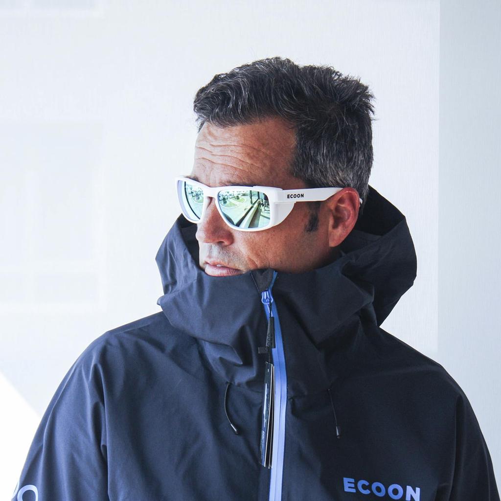 Солнцезащитные очки LE MORNE со съемными боковыми щитками UV Белые REVO OCN-ECO100-100, Унисекс, Щитки, Защита, Легкие, Прочные, (Синие линзы) [Аутентичный]