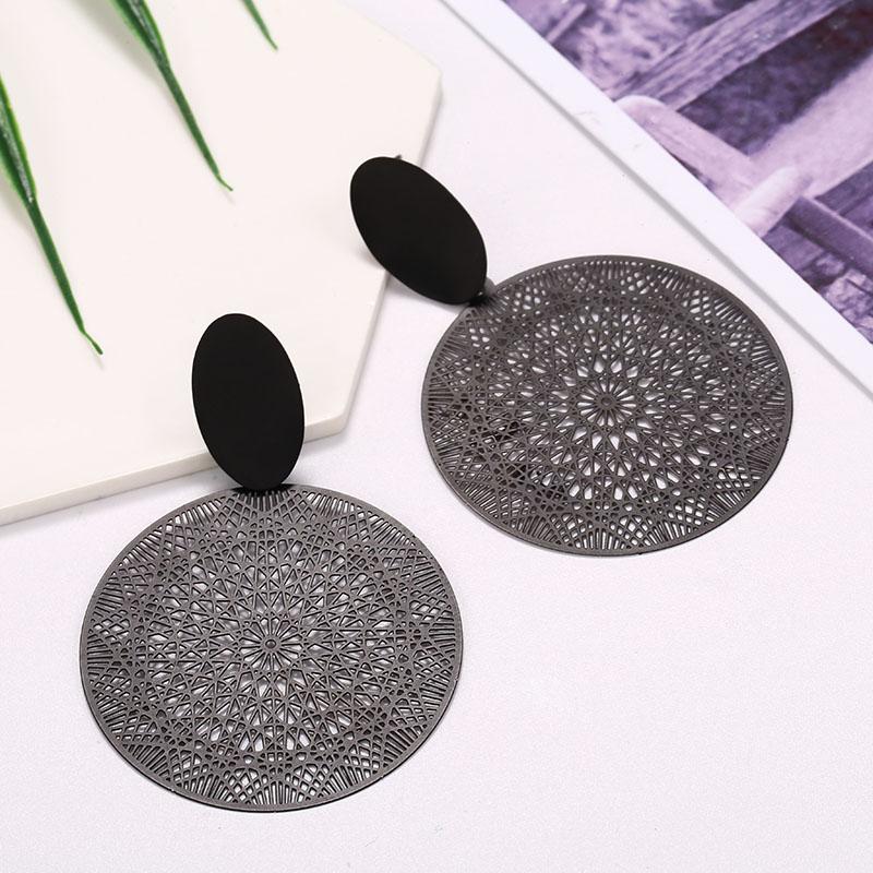 Акриловые черные ажурные круглые серьги-гвоздики для женщин ювелирные изделия