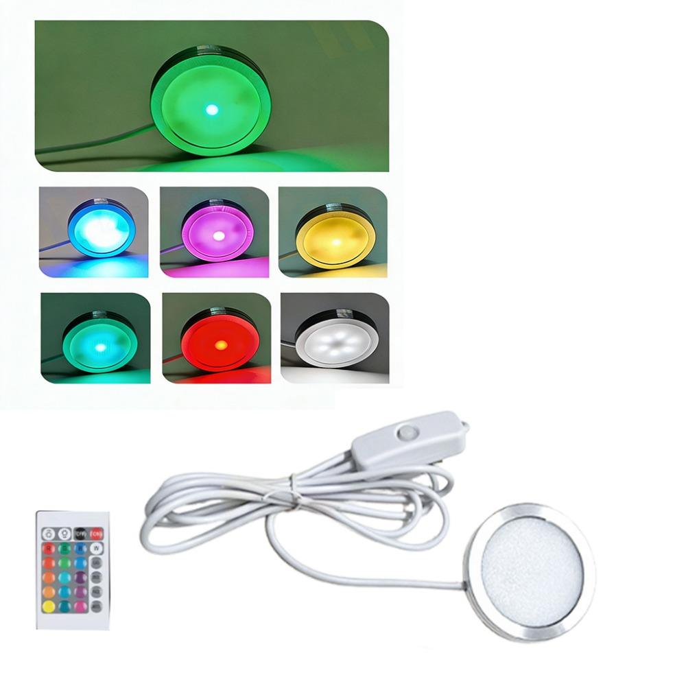RGB Цвет Регулируемая USB Круглая Лампа DIY Яркий Свет Алюминиевый Сплав Лампа 5V 3W Ультратонкий Светодиодная Подсветка для Витрины