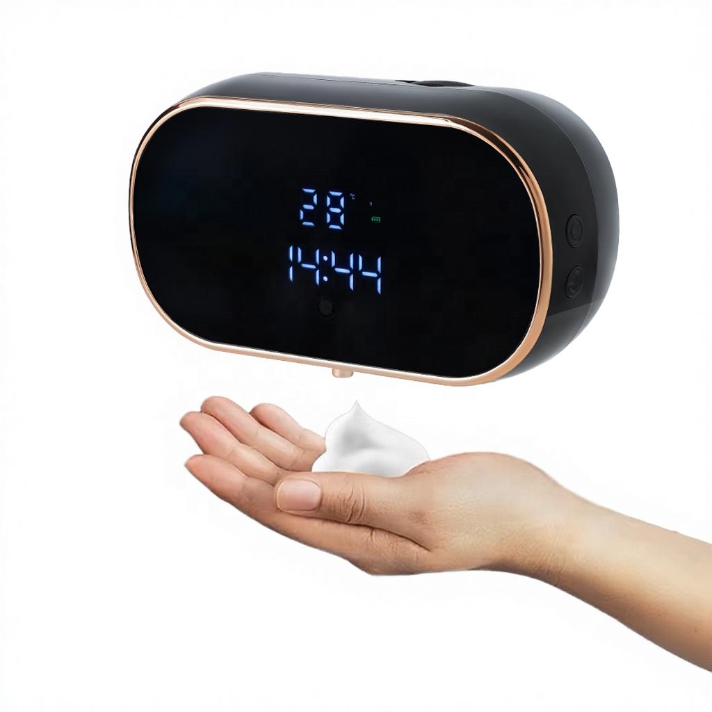Smart Wall-Mounted Automatic Foam Soap Dispenser with Digital Display, USB Rechargeable Infrared Sensor Hand Sanitizer for Bath