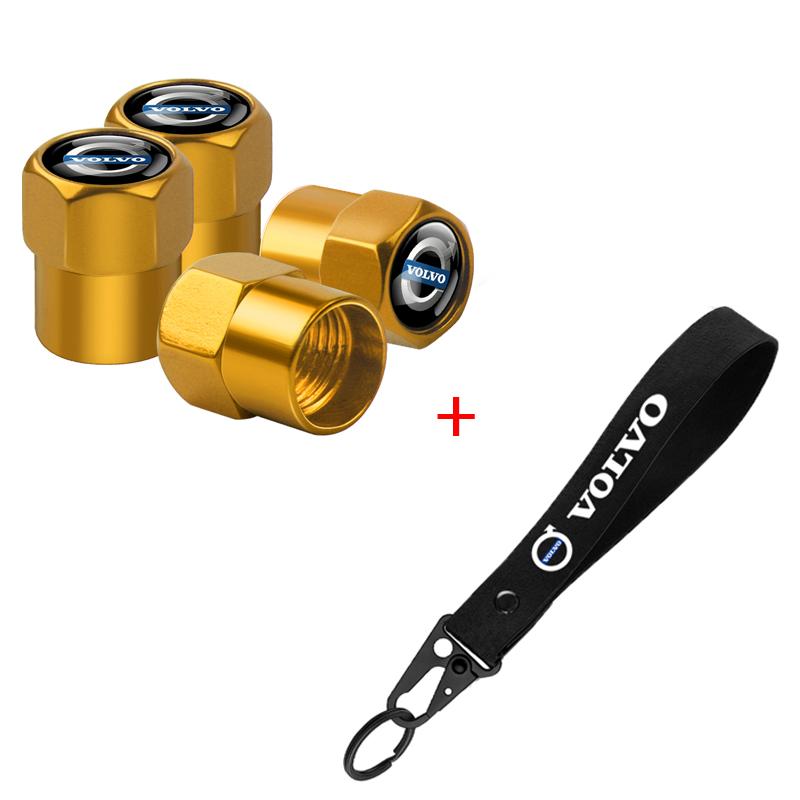 For Volvo ew14Pcs Aluminum Metal Car Tire Valve Cover Car Nylon Keychain Accessorie For volvo Rdesign XC60 XC90 V40 V50 V60 V70 V90 T6 AWD
