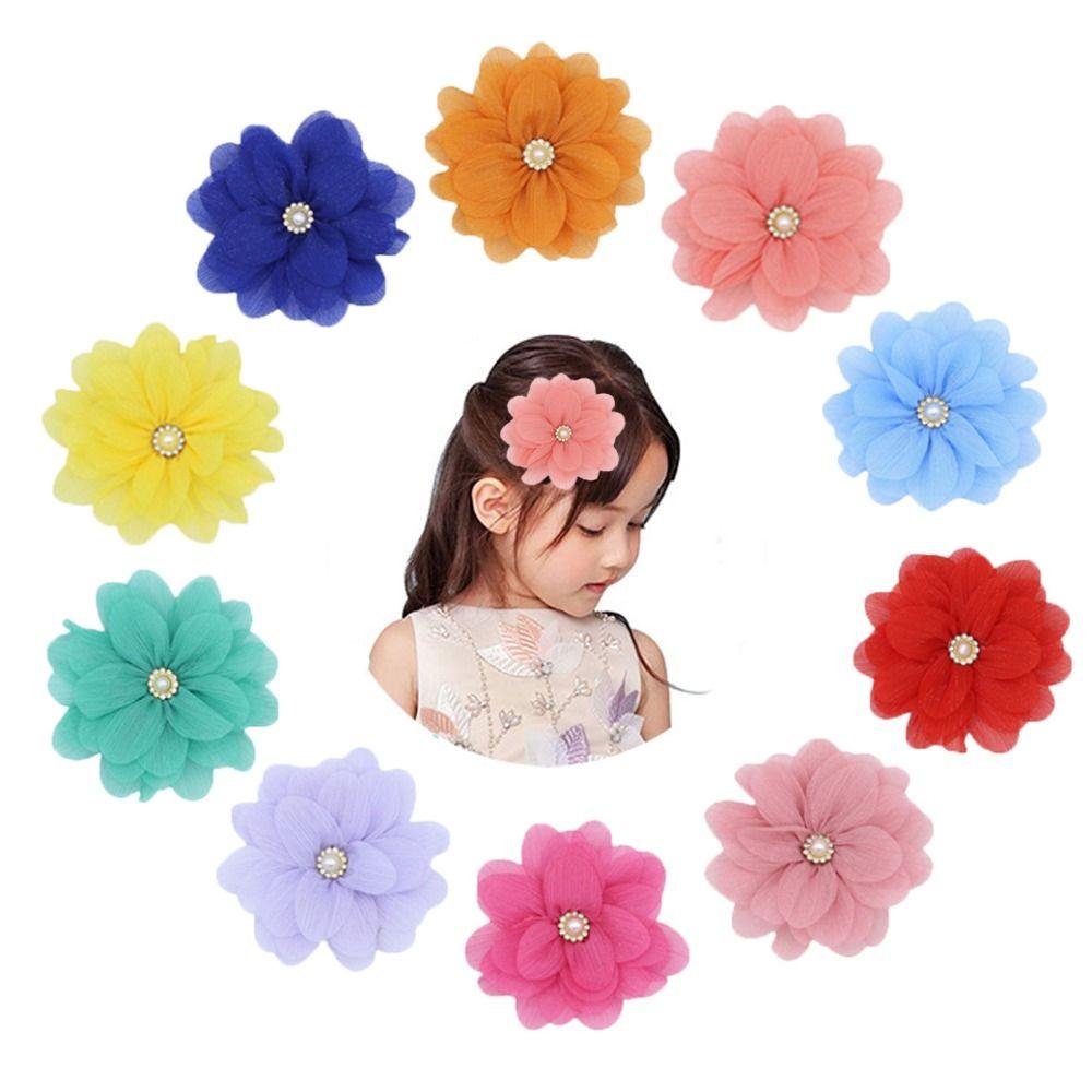 5PCS Cute Chiffon Chiffon Flower DIY Craft Embellishment Craft Supplies Versatile DIY Decoration Accessories Hairclips