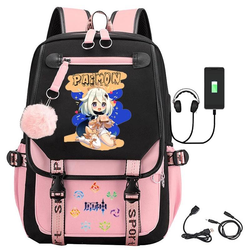 Unisex Anime Print Oxford Fabric Backpack School Travel Outdoor Daily Use 15-inch Laptop Compatible 20-35L Capacity