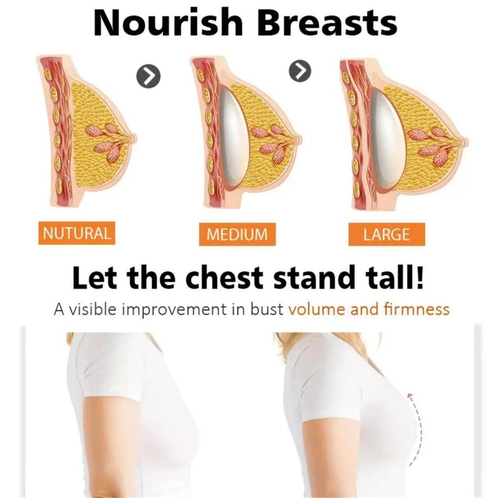 Нежный и не вызывающий раздражения крем с коллагеном и эластином улучшает форму груди и восстанавливает упругость и тонус кожи вокруг груди.