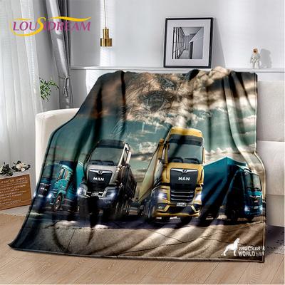 HD Man Truck Lorry 3D Печать Мягкие фланелевые одеяла, Плед Удобное одеяло для пикника Кровати Диваны Дома Спальня Подарки