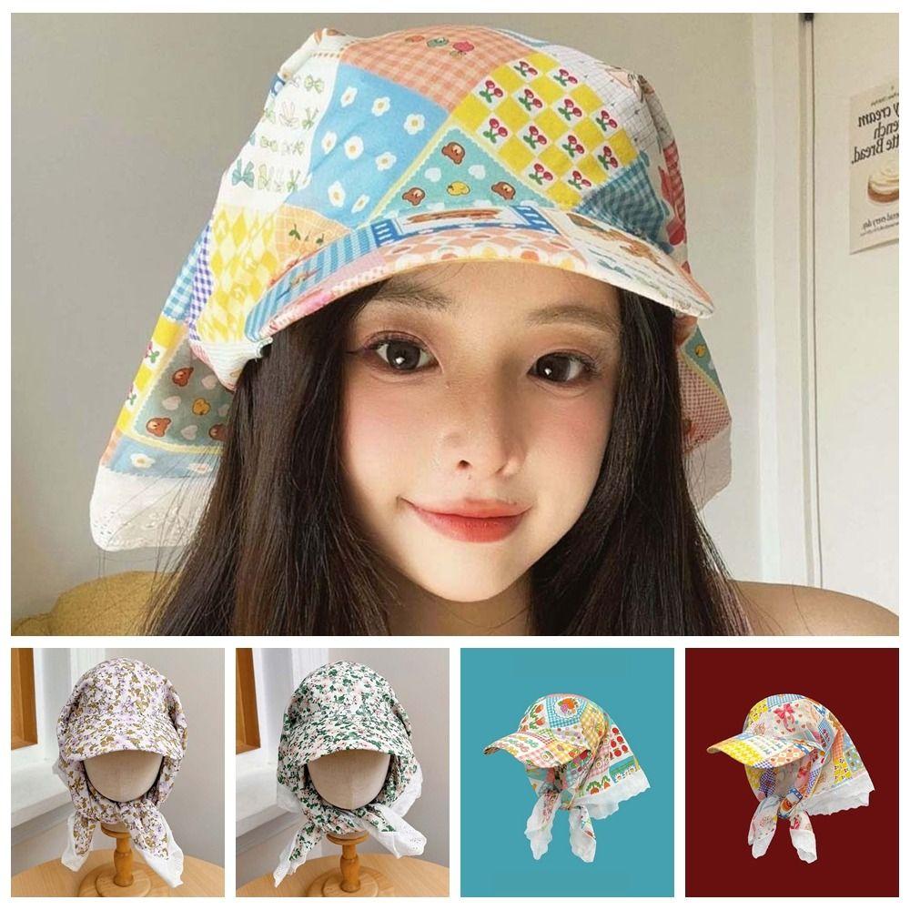 Lace Headscarf Baseball Hat Floral Triangle Headscarf Hat Fashion Strappy Bandana Cap Women