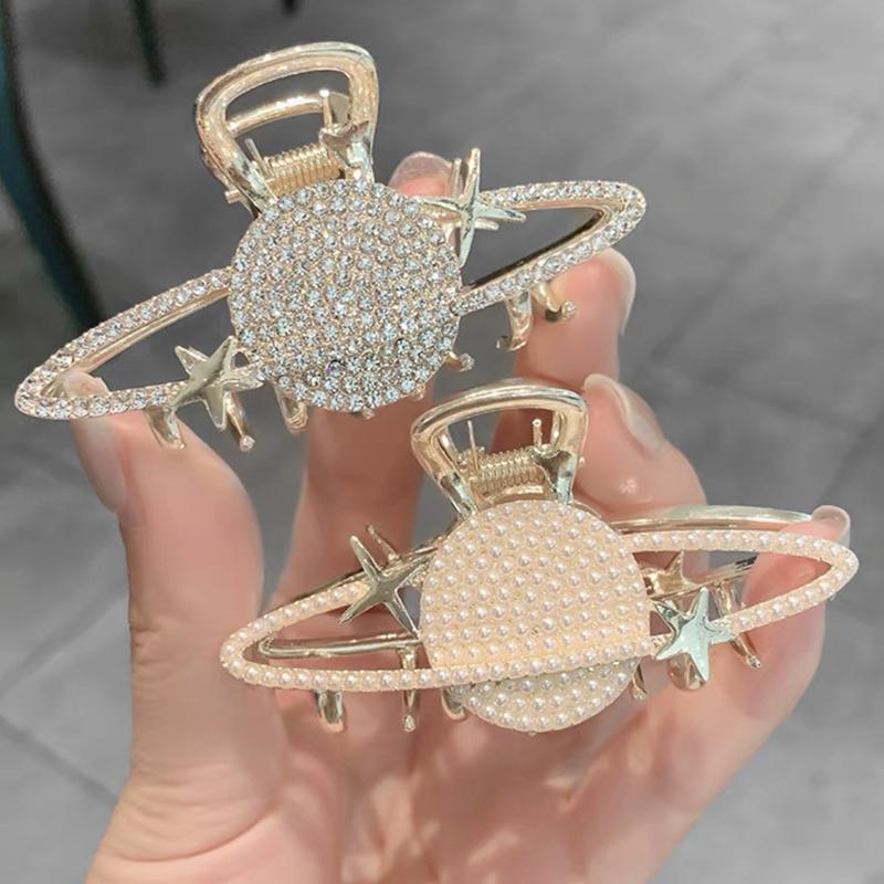 Заколка для волос Элегантный жемчуг Планета Зажим для волос для женщин девушек Универсальный зажим-акула Изысканные аксессуары для волос Подарок