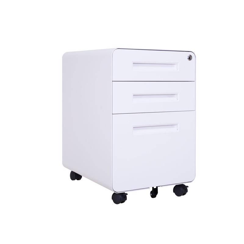 Mobile Three-Drawer Metal File Cabinet with Lock for Under-Desk Office and Printer Storage