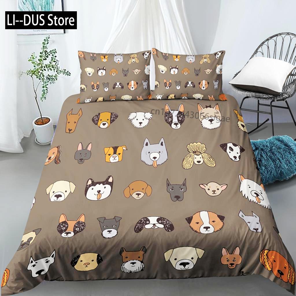 Comforter Cartoon Dog Bedding Sets Cute Pug Home Pet With Pillow Case For Family Home Bedroom Decor Women Children Kids Teen