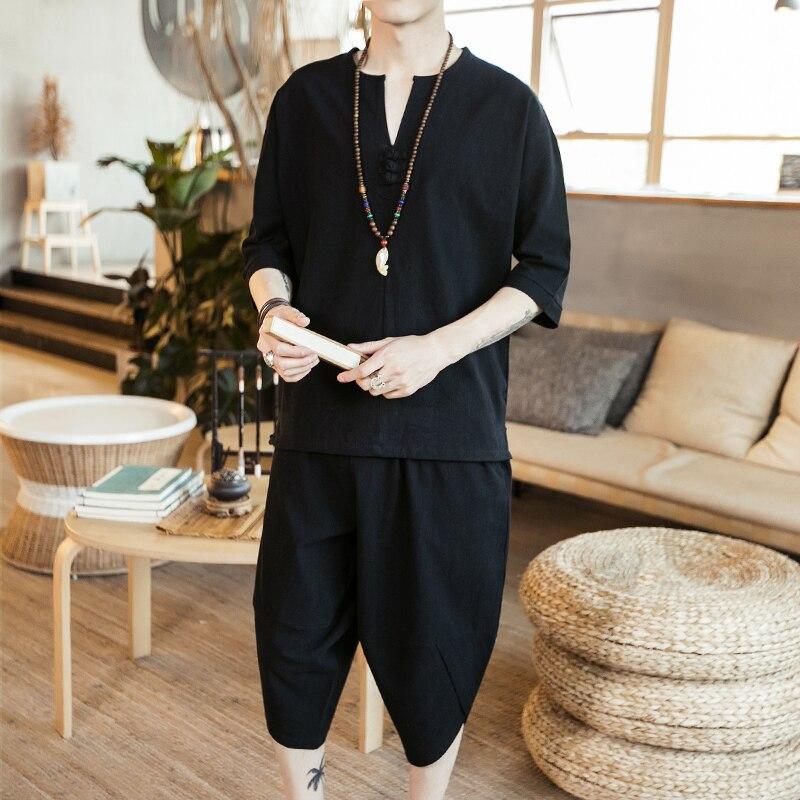 Men's Summer Loose Sports Suit Short Sleeve + Shorts Two-piece Set
