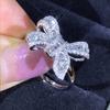 Wedding Party Luxury Full Rhinestone Bow Women Finger Ring Bridal Jewelry Gift