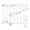 15Pcs Clear Belly Ring Earring Lip Ring Tongue Barbell Nipple Bar Body Piercing